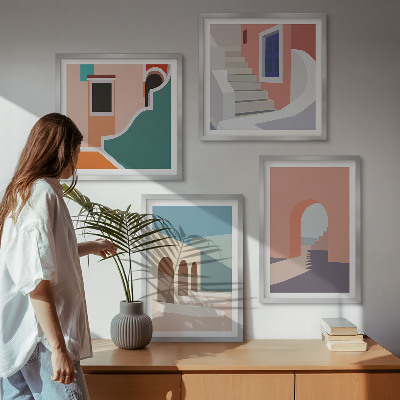 Composição de quadros Gráficos minimalistas em tons pastel