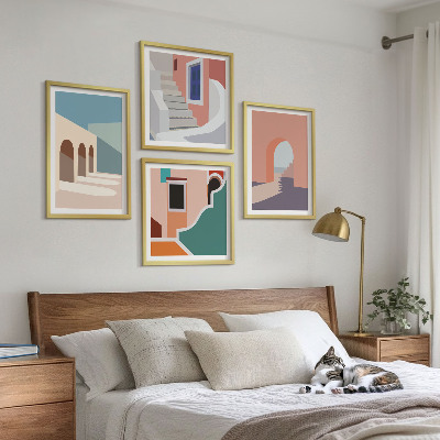 Composição de quadros Gráficos minimalistas em tons pastel