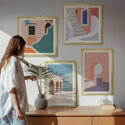 Composição de quadros Gráficos minimalistas em tons pastel