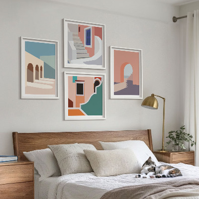 Composição de quadros Gráficos minimalistas em tons pastel