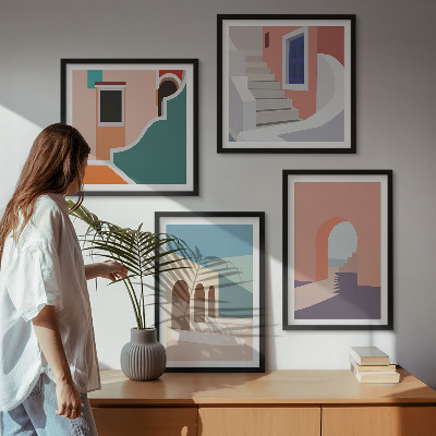 Composição de quadros Gráficos minimalistas em tons pastel