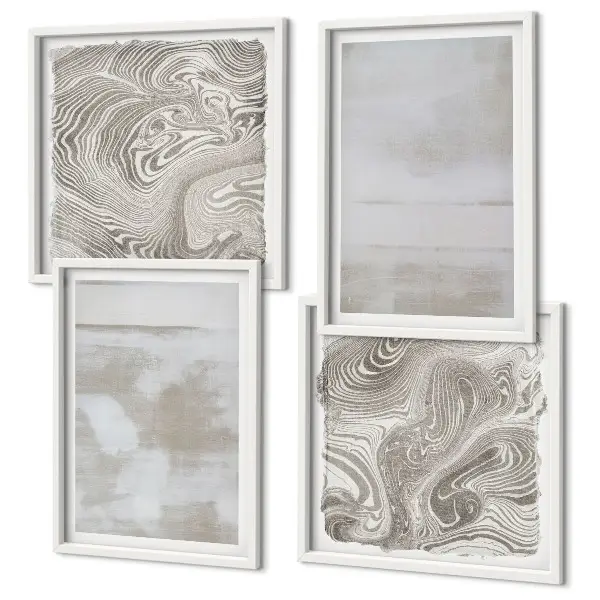 Conjunto de 4 quadros com moldura com estampas de texturas desgastadas em estilo moderno