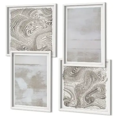 Conjunto de 4 quadros com moldura com estampas de texturas desgastadas em estilo moderno