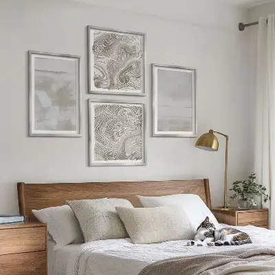 Conjunto de 4 quadros com moldura com estampas de texturas desgastadas em estilo moderno