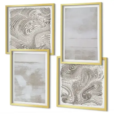 Conjunto de 4 quadros com moldura com estampas de texturas desgastadas em estilo moderno