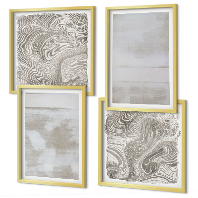 Conjunto de 4 quadros com moldura Texturas desgastadas em estilo moderno