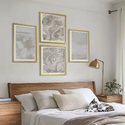 Conjunto de 4 quadros com moldura com estampas de texturas desgastadas em estilo moderno