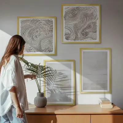 Conjunto de 4 quadros com moldura com estampas de texturas desgastadas em estilo moderno