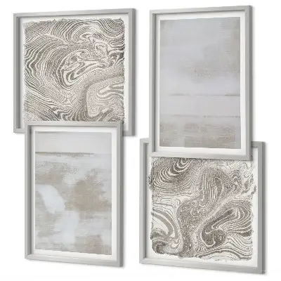 Conjunto de 4 quadros com moldura com estampas de texturas desgastadas em estilo moderno