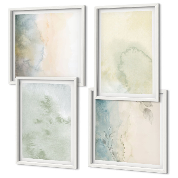 Políptico com moldura Textura de tela em aquarela pastel