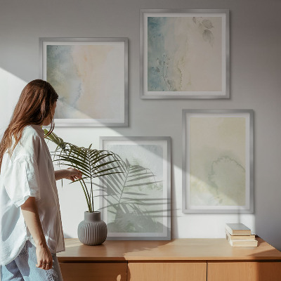 Políptico com moldura Textura de tela em aquarela pastel