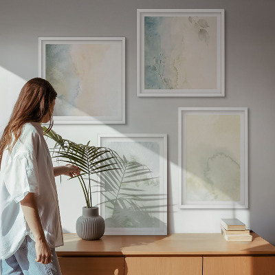Políptico com moldura Textura de tela em aquarela pastel