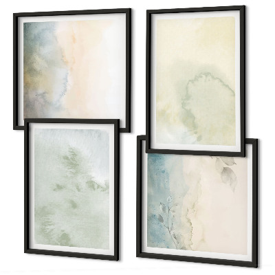 Políptico com moldura Textura de tela em aquarela pastel