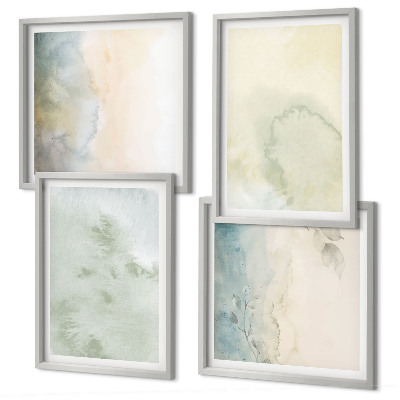 Políptico com moldura Textura de tela em aquarela pastel