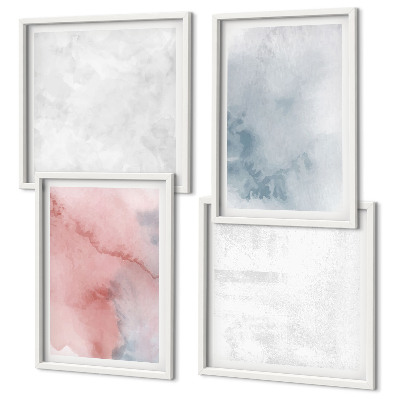 Conjunto de 4 quadros com moldura Texturas em tons pastel de aquarela