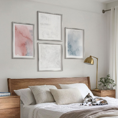 Conjunto de 4 quadros com moldura Texturas em tons pastel de aquarela