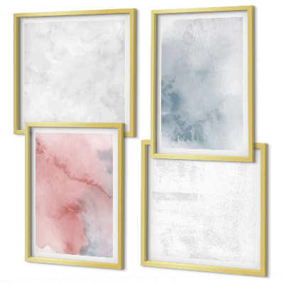 Conjunto de 4 quadros com moldura Texturas em tons pastel de aquarela