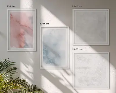 Conjunto de 4 quadros com moldura com texturas em tons pastel de aquarela