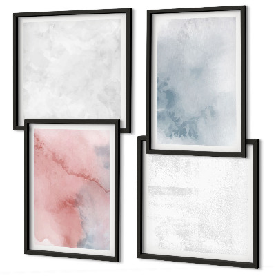 Conjunto de 4 quadros com moldura Texturas em tons pastel de aquarela