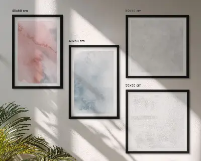 Conjunto de 4 quadros com moldura com texturas em tons pastel de aquarela
