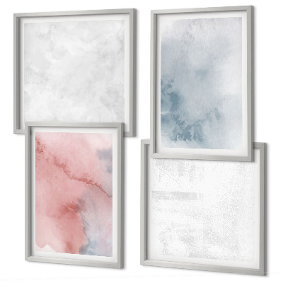 Conjunto de 4 quadros com moldura Texturas em tons pastel de aquarela