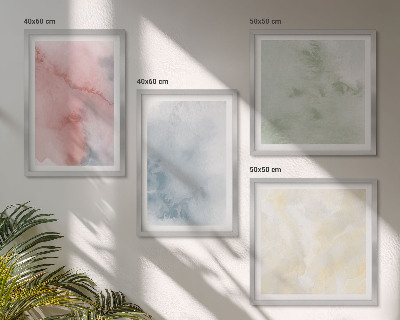 Políptico com moldura Aquarelas em tons pastel