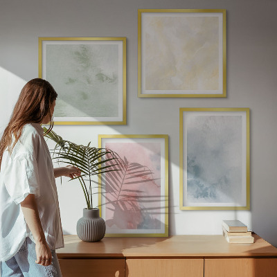 Políptico com moldura Aquarelas em tons pastel