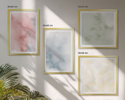 Políptico com moldura Aquarelas em tons pastel