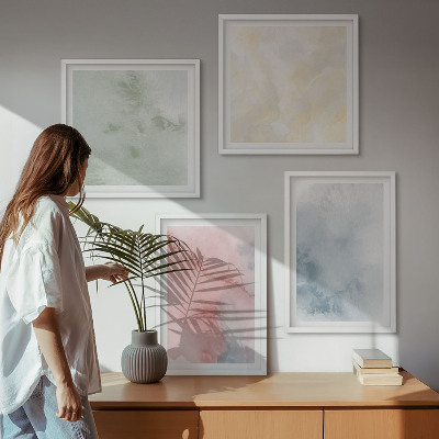 Políptico com moldura Aquarelas em tons pastel