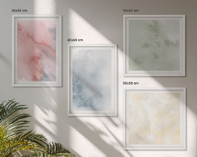 Políptico com moldura Aquarelas em tons pastel