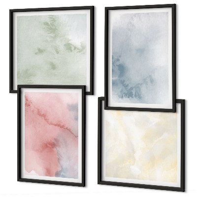 Políptico com moldura Aquarelas em tons pastel