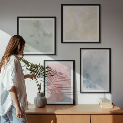 Políptico com moldura Aquarelas em tons pastel
