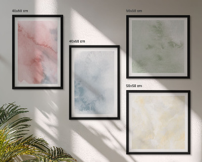 Políptico com moldura Aquarelas em tons pastel