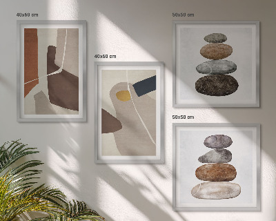 Conjunto de 4 quadros com moldura Formas boho abstratas