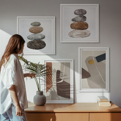 Conjunto de 4 quadros com moldura Formas boho abstratas