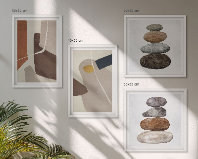 Conjunto de 4 quadros com moldura Formas boho abstratas