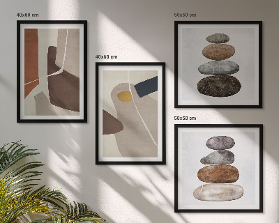 Conjunto de 4 quadros com moldura Formas boho abstratas