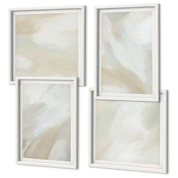 Pintura abstrata em tela com moldura e design políptico