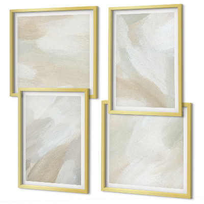 Políptico com moldura Pintura abstrata com pincel em tela