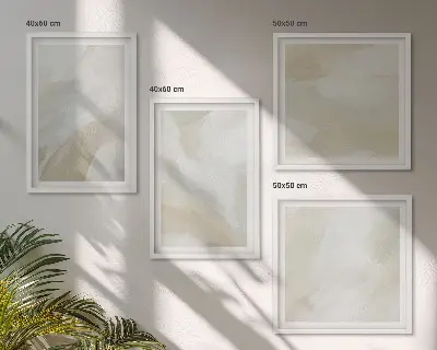 Pintura abstrata em tela com moldura e design políptico