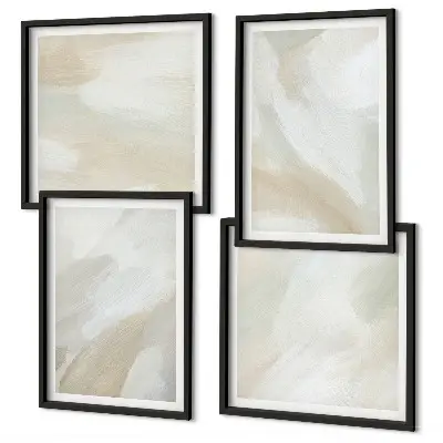 Pintura abstrata em tela com moldura e design políptico