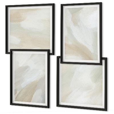 Políptico com moldura Pintura abstrata com pincel em tela