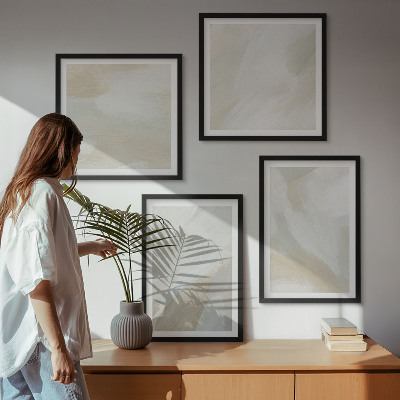 Políptico com moldura Pintura abstrata com pincel em tela