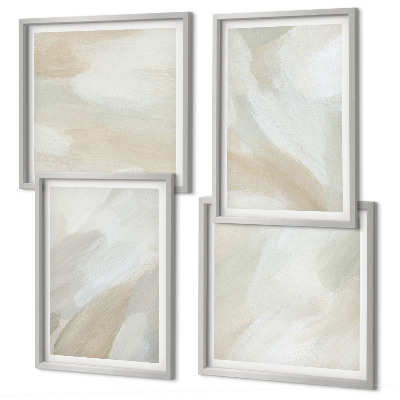 Políptico com moldura Pintura abstrata com pincel em tela