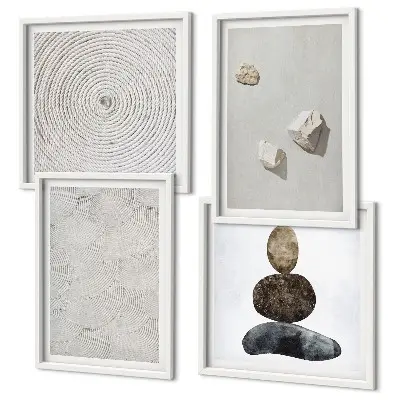 Conjunto de quadros pintura moderna com pedras arenosas
