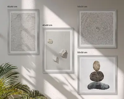 Conjunto de quadros pintura moderna com pedras arenosas