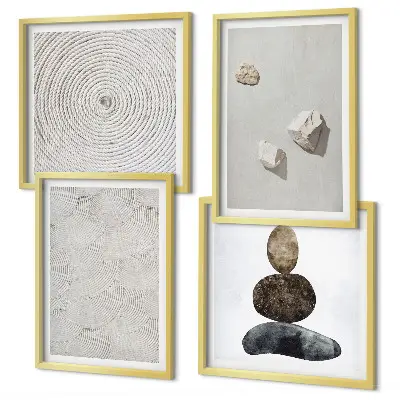 Conjunto de quadros pintura moderna com pedras arenosas