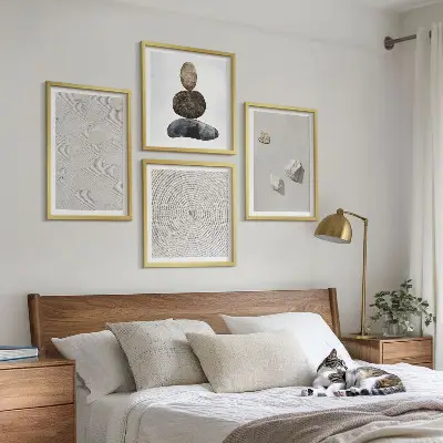 Conjunto de quadros pintura moderna com pedras arenosas
