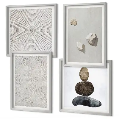 Conjunto de quadros pintura moderna com pedras arenosas