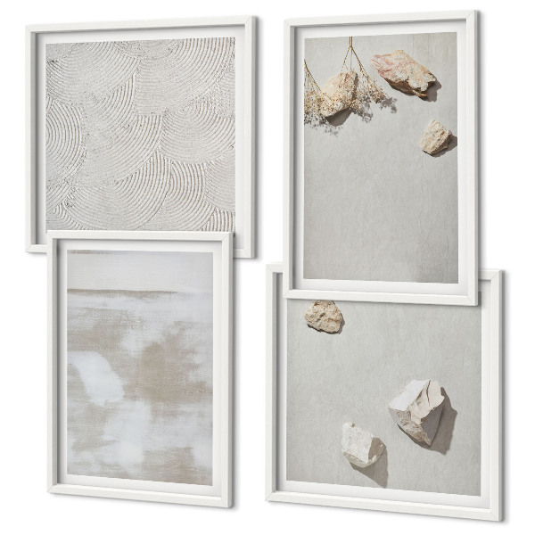 Conjunto de 4 quadros com moldura Textura boho de arenito